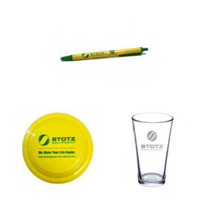 image of pen, frisbee, and drinking glass